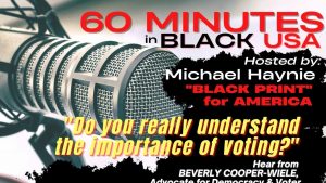 Sixty Minutes- IN BLACK USA with Michael Haynie: BOSTON, MASS: Beverly Cooper- Wiele Sixty Minutes- IN BLACK USA with Michael Haynie: BOSTON, MASS: Beverly Cooper- Wiele