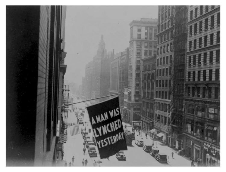 Between 1920 and 1938, the NAACP flew a flag outside its headquarters on Fifth Avenue in New York City.

Library of Congress and NAACP