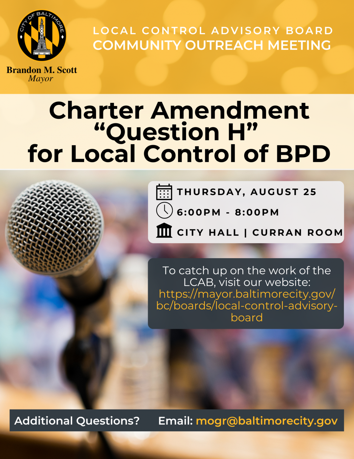 THURSDAY at 6 pm: Question H for Local Control of BPD at City Hall THURSDAY at 6 pm: Question H for Local Control of BPD at City Hall