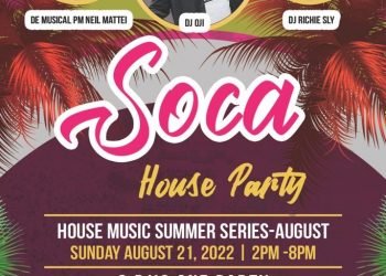Soca House Party, Aug. 21st, Baltimore Street Car Museum. Soca house party! Get ready! Neil Mattei will be there.