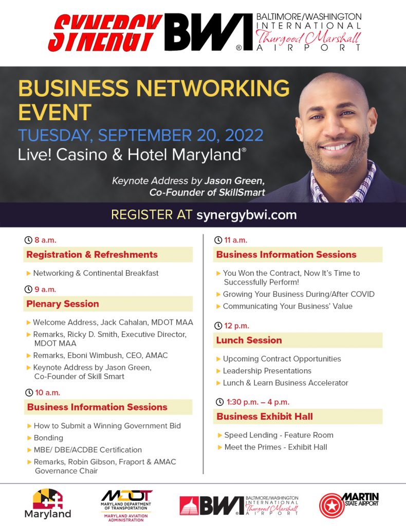 ‘Synergy BWI Thurgood Marshall Airport’ Business Networking Event Set for September 20