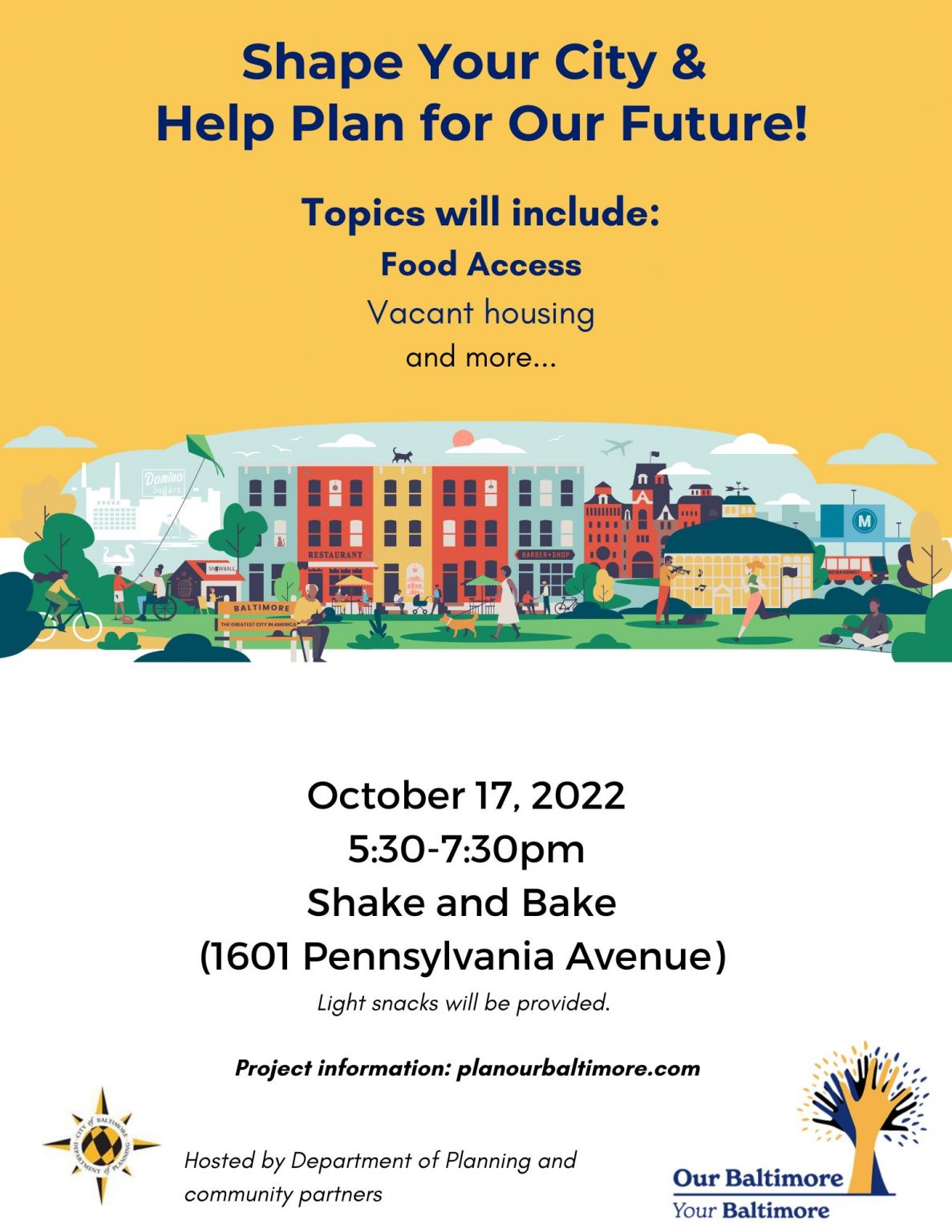 REMINDER: Community Workshop TONIGHT to Discuss Baltimore City Comprehensive Plan Topics (October 17th at 5:30 PM)