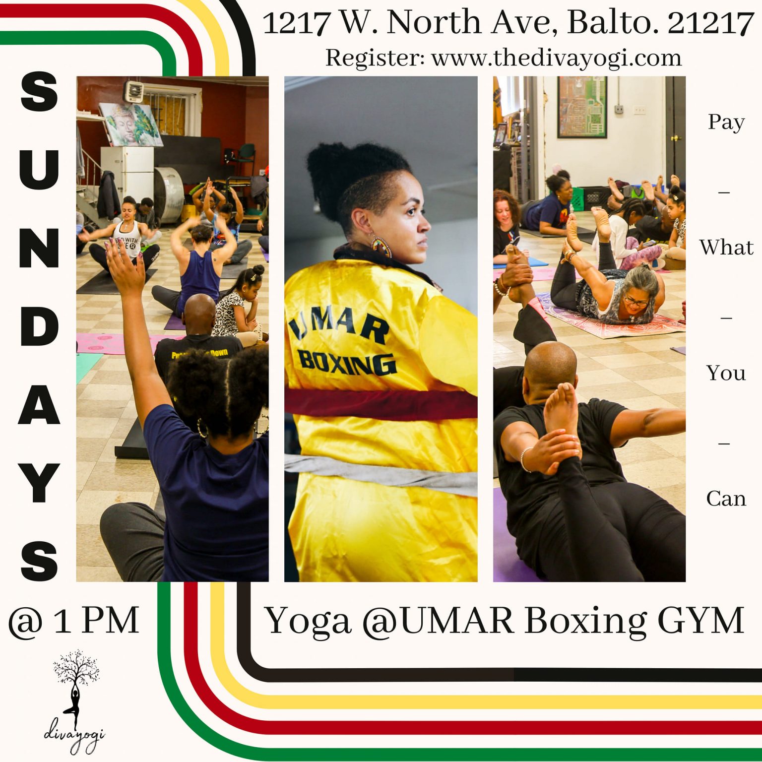 Yoga at Umar Boxing, TODAY at 1 pm, 1217 W. North Ave.