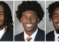 UVA football players, from left to right, Lavel Davis Jr., Devin Chandler and D’Sean Perry were killed tragically on Sunday evening. (UVA Athletics photos)