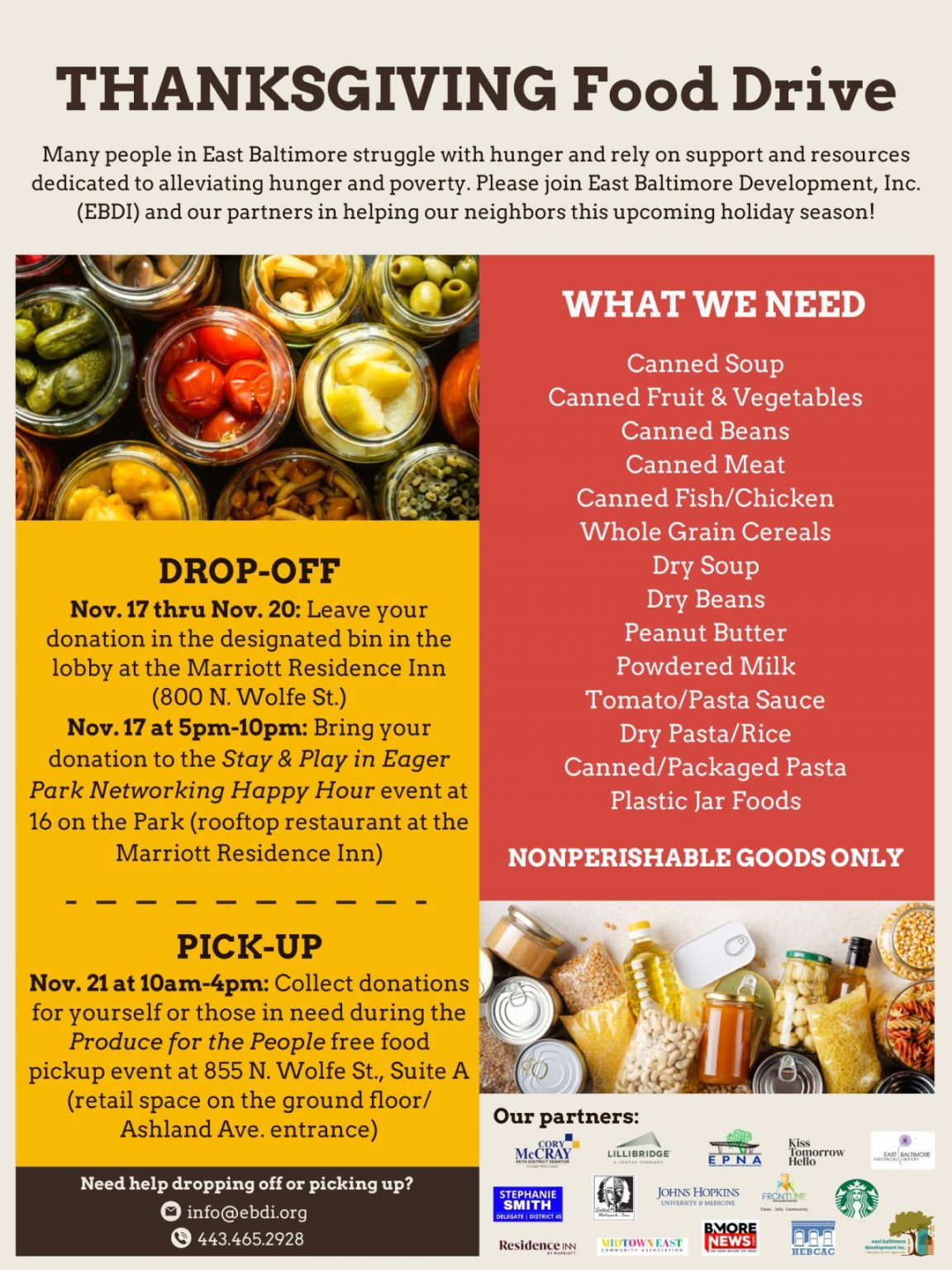 FOOD DRIVE‼️ DROP OFF THRU 11/20 & PICK UP ON 11/21