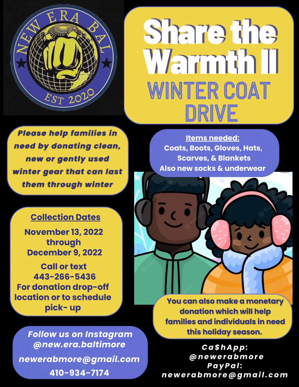 Winter Coat Drive by New Era Baltimore thru Dec. 9th