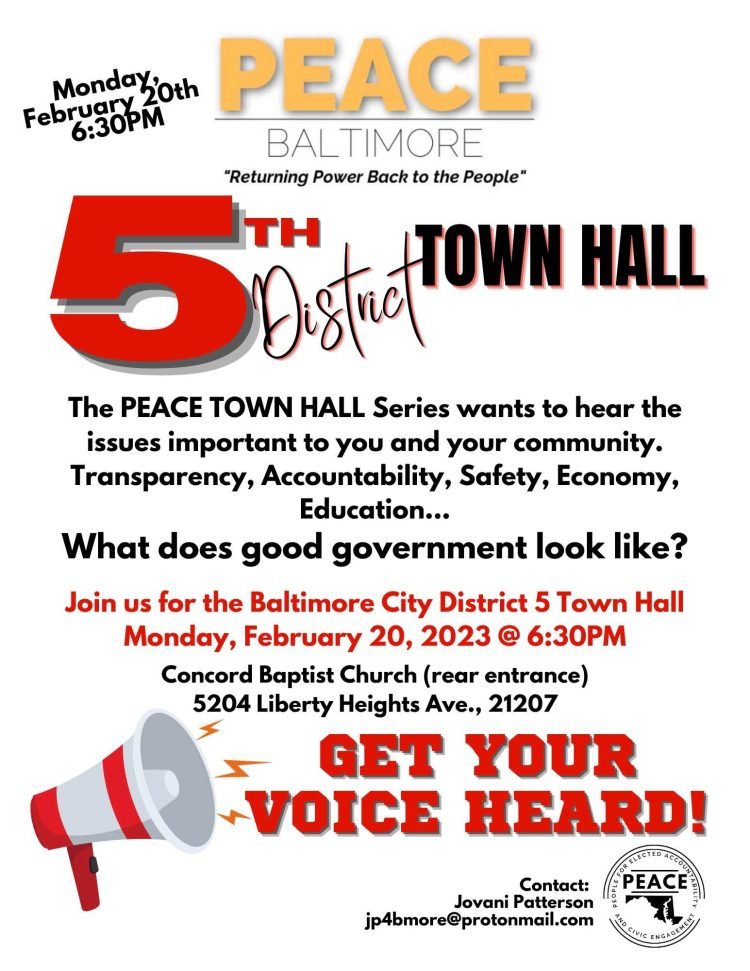 BALTIMORE: 5th District Town Hall, Feb. 20th, Concord Baptist Church