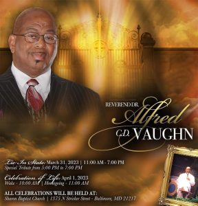 Homegoing Services for Rev. A.C.D. Vaughn of Sharon Baptist, March 31st & April 1st