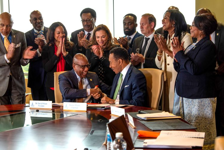 "I am happy to announce that Dr. David K. Wilson will remain president of Morgan State University for the next seven years," said Kweisi Mfume, chairman of Morgan's Board of Regents.