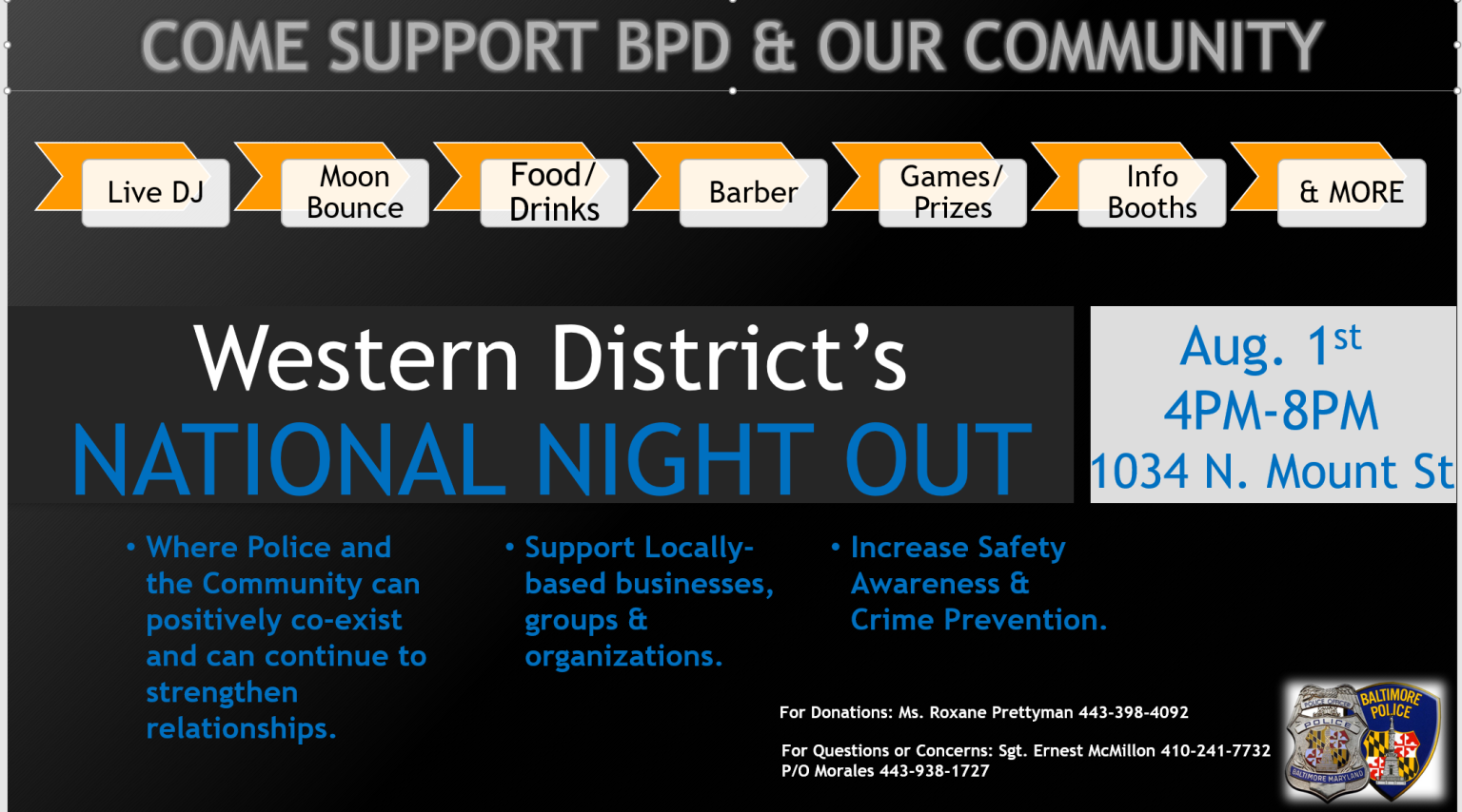 National Night Out in Sandtown, Aug. 1st