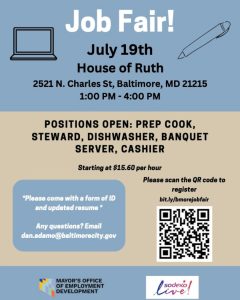 JOB FAIR: Baltimore Office of Employment Development, July 19TH
