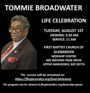 Life Celebration of Tommie Broadwater, Aug. 1st