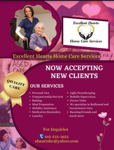 Excellent Hearts Home Care Services. Call 443-515-3653