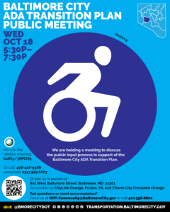 Department of Transportation: ADA City-Wide Meeting, Wed., Oct. 18th, 5:30 PM to 7:30 PM