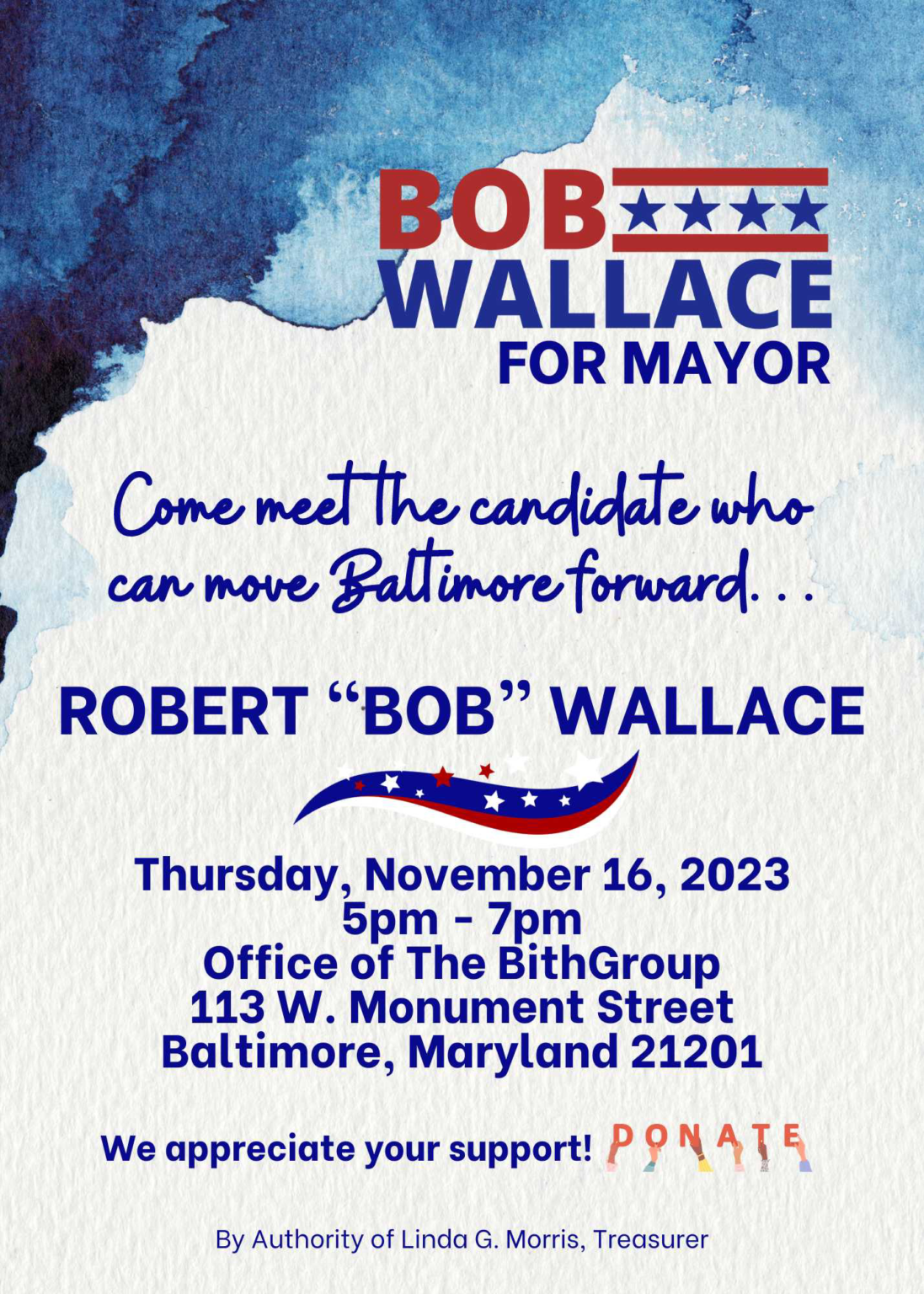 Come meet Mayoral Candidate Bob Wallace! Hope to see you.