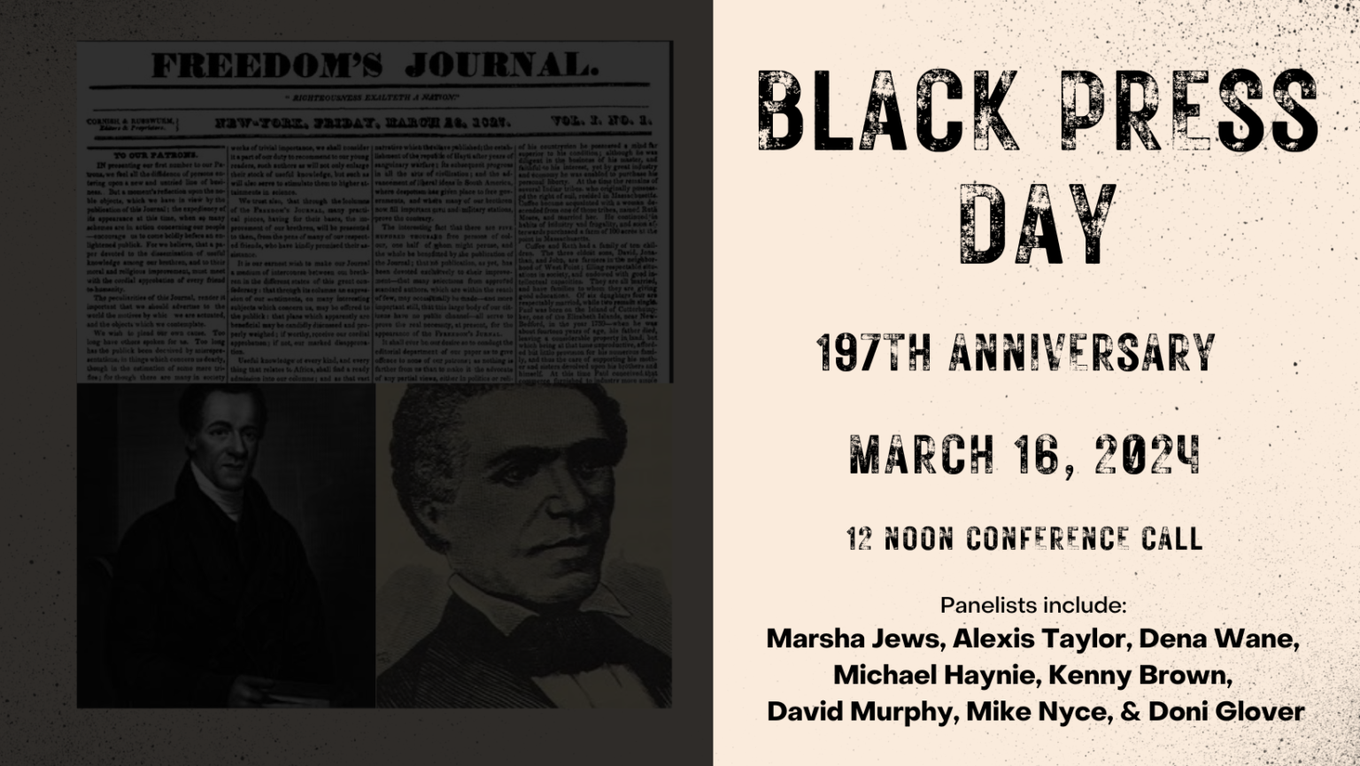 Black Press Day CONFERENCE CALL, 3.16.24 at 12 noon