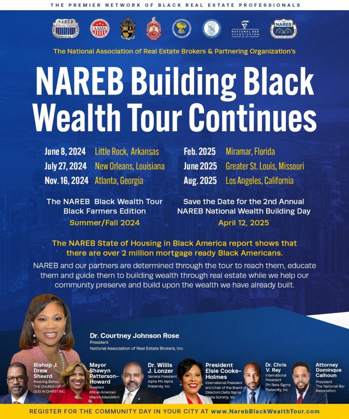 THE NATIONAL ASSOCIATION OF REAL ESTATE BROKERS

NAREB was formed in 1947 to secure equal housing opportunities regardless of race, creed, or color.