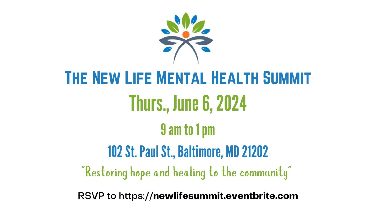 The New Life Mental Health Summit is set for June 6th