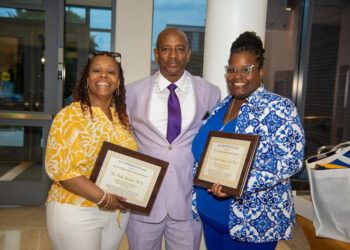 Doni Glover with Morgan professors Dr. Jackson and Dr. Sims.