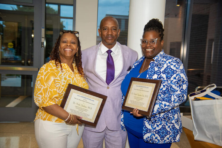 Doni Glover with Morgan professors Dr. Jackson and Dr. Sims.