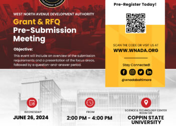 Please join WNADA for the Grant and RFQ Pre-submission Meeting on Wednesday, June 26, 2024, from 2 PM to 4 PM at Coppin State University, Science and Technology Building, Room 120.