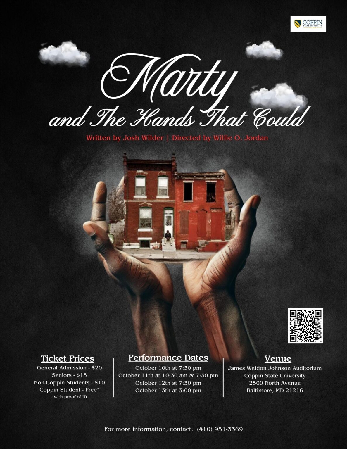 Coppin Repertory Theatre presents MARTY AND THE HANDS THAT COULD, Oct. 10-13