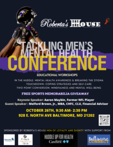 Roberta’s House Men’s Mental Health Conference, Oct. 26th, 9:30 am to 2:30 pm