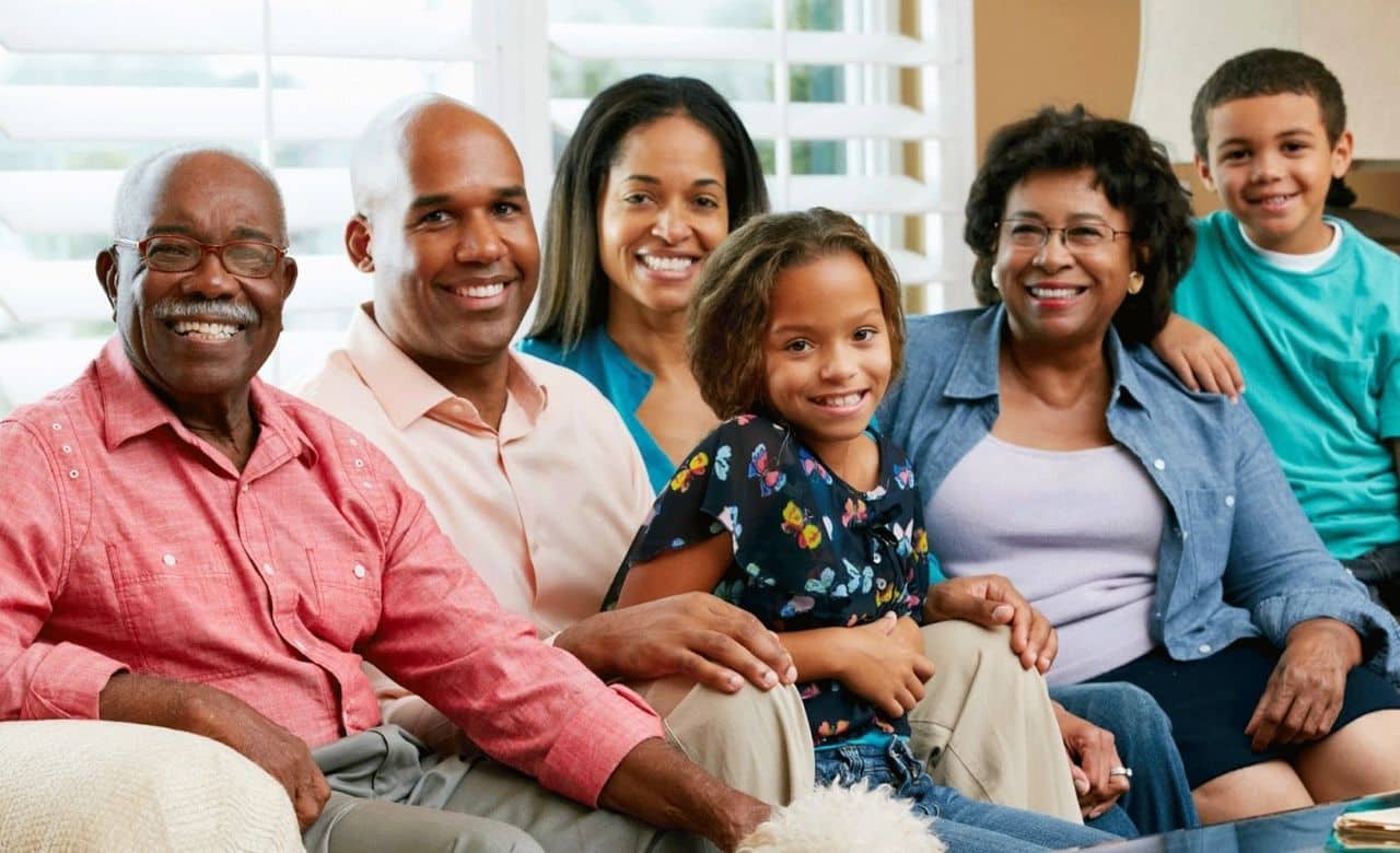 Happy multigenerational Black family