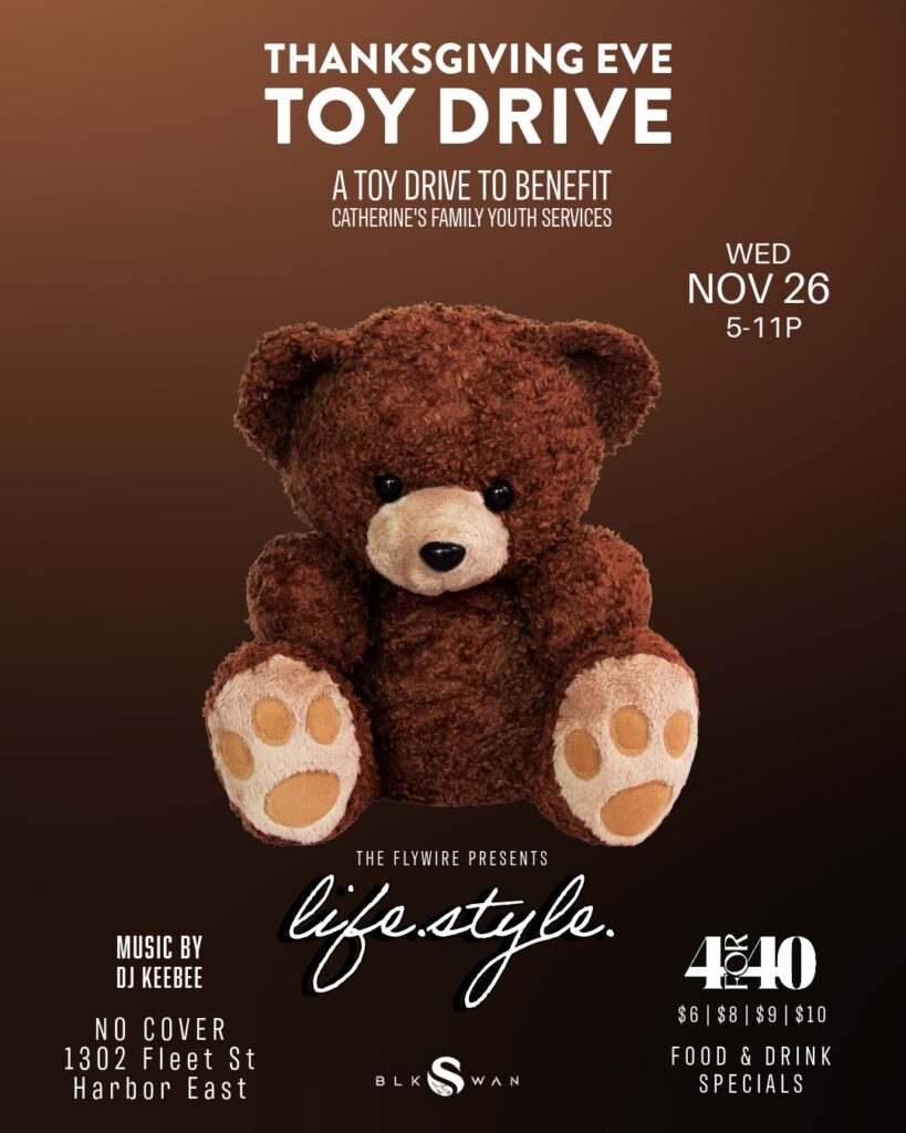 Join The Flywire on Thanksgiving Eve and bring a TOY 