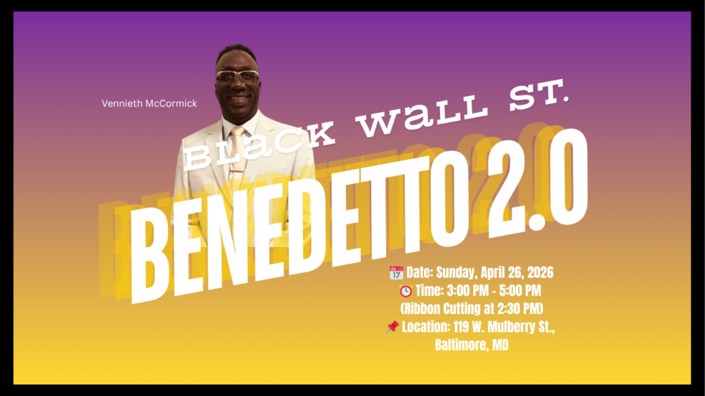 Vennieth McCormick Honored at Black Wall Street BENEDETTO 2.0 in Baltimore for Transforming Lives Through Recovery