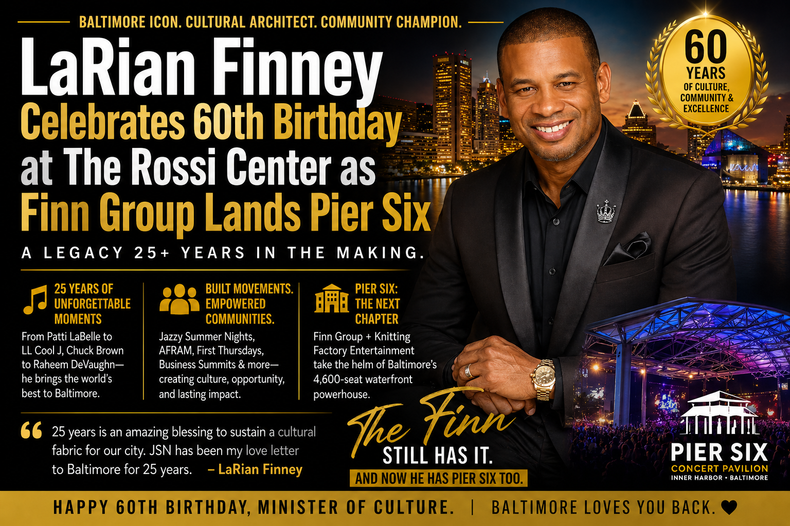LaRian Finney Celebrates 60th Birthday at The Rossi Center as Finn Group Lands Pier Six Deal in Baltimore