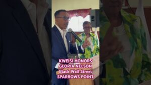 Cong. Kweisi Mfume presents Turner Station’s Gloria Nelson with Joe Manns Black Wall Street Award