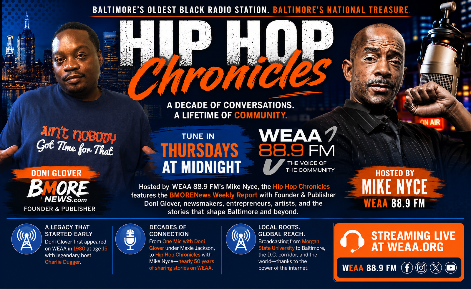 Hip Hop Chronicles on WEAA: A Decade of Conversations, Community, and Baltimore’s Stories Hip Hop Chronicles on WEAA: A Decade of Conversations, Community, and Baltimore’s Stories