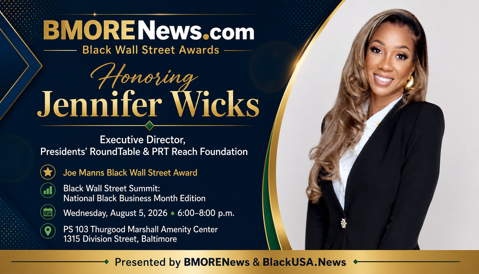 PRT Executive Director Jennifer Wicks Named Joe Manns Black Wall Street Award Honoree PRT Executive Director Jennifer Wicks Named Joe Manns Black Wall Street Award Honoree
