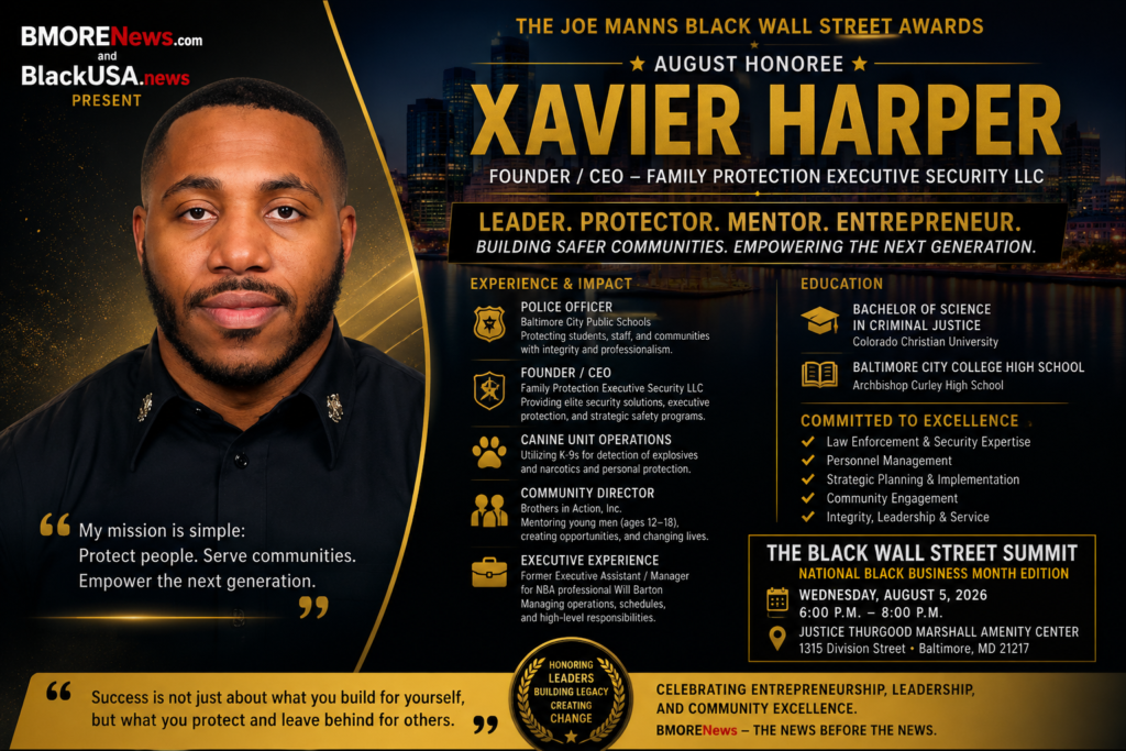 Joe Manns Black Wall Street Award Honors Xavier Harper’s Commitment to Excellence, Family, and Service
