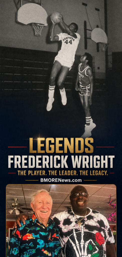 Frederick Wright (No. 44) takes flight for Northern High School. Decades later, Wright reunites with his former coach, Jerry Phipps—a relationship connecting the player, the leader and the legacy.