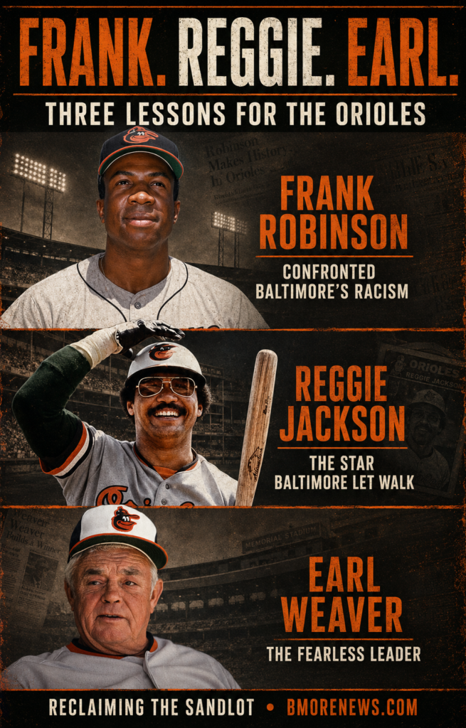 Frank Robinson confronted Baltimore’s racism, Reggie Jackson became the superstar the Orioles let walk, and Earl Weaver was the fearless leader who brought the team together.